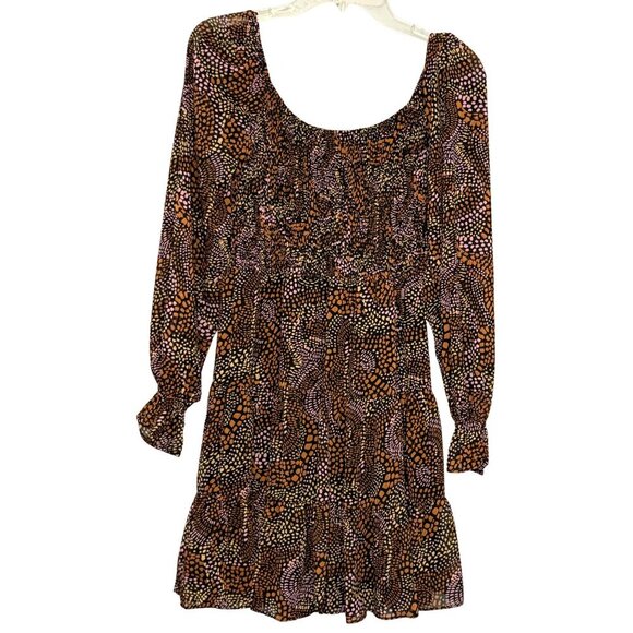 Womens Meritt Abstract Print Smocked Long Sleeve Mini Dress - Size Small - NWT - Picture 8 of 8